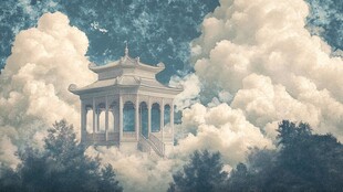 天界晓钟风景插画