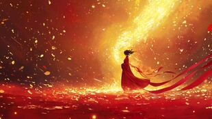 红衣少女设计古风