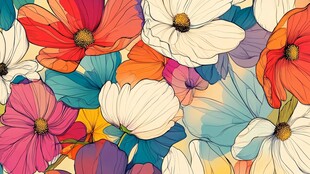 手绘创意百花壁纸