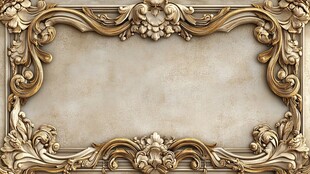 金色浮雕花纹边框