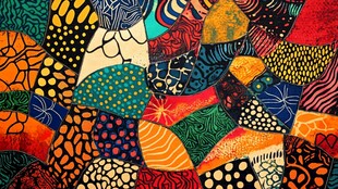 拼图印象画肌理线条