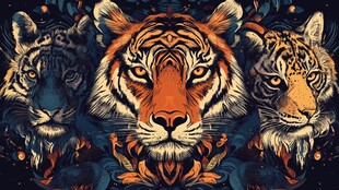 虎年系列组合插画