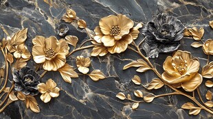 3d浮雕金属牡丹花