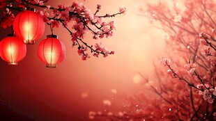 灯笼梅花背景图