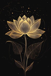 手绘金属质感荷花