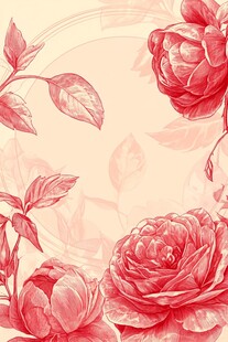 手绘质感牡丹花