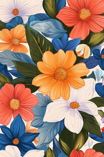 彩色缤纷花朵炫丽绽放