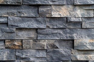 深蓝色拼接石片墙