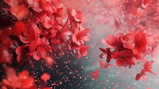 手绘红色花卉梦幻背景