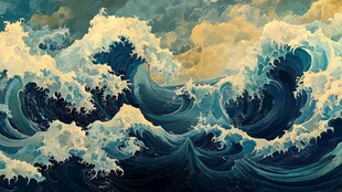 波涛海涛壁画海波海浪