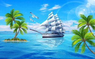 大海背景墙壁纸壁画