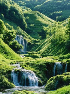 唯美风景山间流水