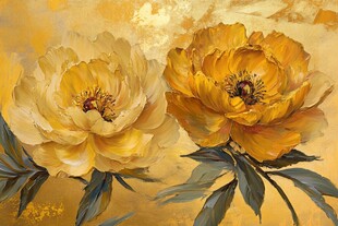 高精手绘黄金拉丝花卉