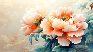 牡丹花壁画壁纸