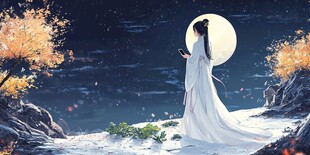 禅境秋夜极品意境插画