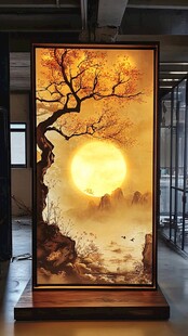 竖版挂画屏风墨韵禅意