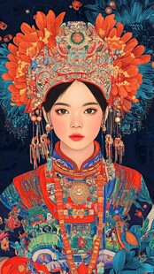 土家族美女插画