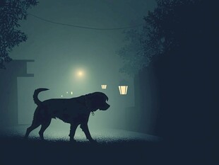 孤独的小狗插画