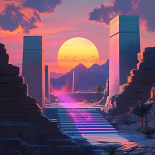 幻想的外星建筑与大窗户