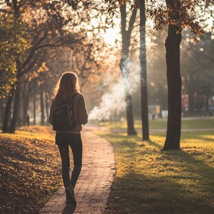 林荫小道美女背影