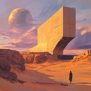 幻想的外星建筑与大窗户