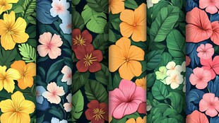 热带花枝四方连续图