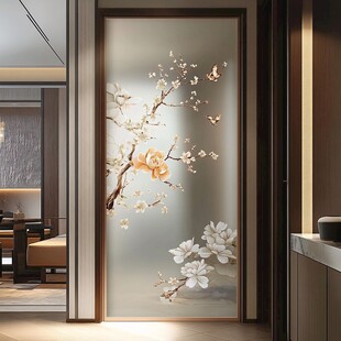 酒店客厅走廊梅花花鸟