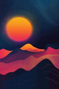 彩色线条山水背景