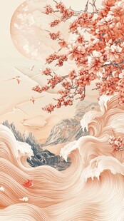 古风海浪包装插画