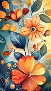 3d浮雕缤纷花卉