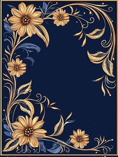 黄蓝色手绘花艺