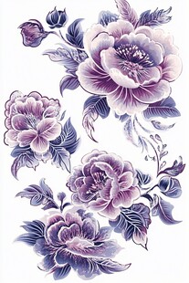 手绘质感牡丹花