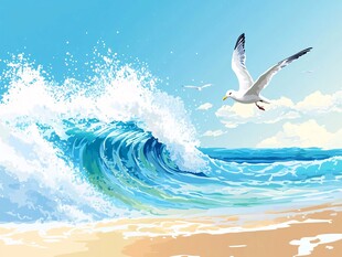 海鸥与海浪