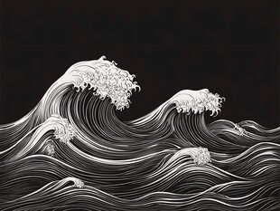 日式浪花背景