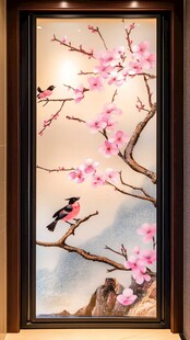 酒店客厅走廊梅花花鸟