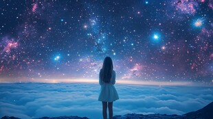 星辰大海女孩背影