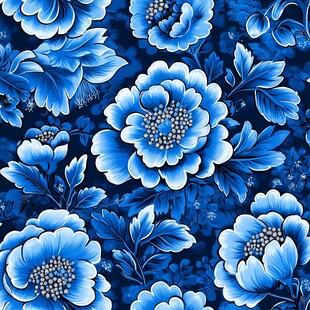 青花瓷花卉家纺花纹