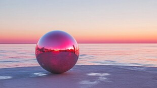 大型粉红色球体雕塑