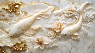 3d浮雕金鱼鲤鱼