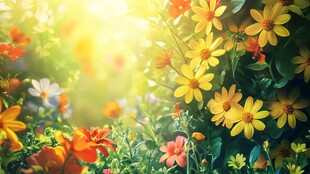 阳光鲜花背景