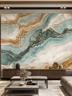 大理石纹路客厅流体画