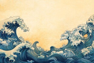 日式浪花背景