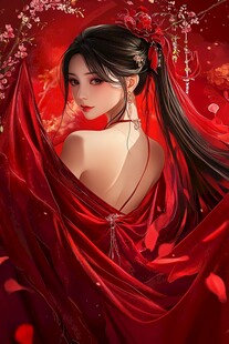 红衣少女设计古风