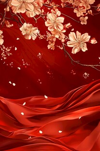 杏花红底图