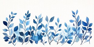 蓝色树叶装饰画