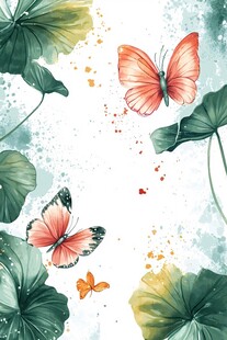 唯美花卉水彩蝴蝶