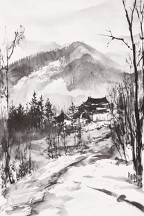 首尔彩绘山水水墨画