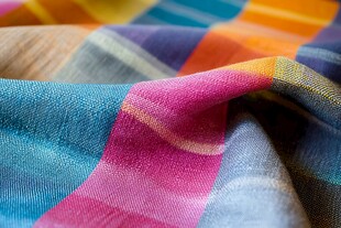 彩虹色棉麻布