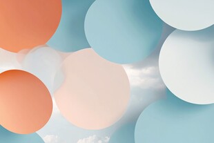 湖蓝色橘粉色立体背景