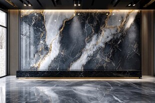 黑蓝色大理石材背景墙